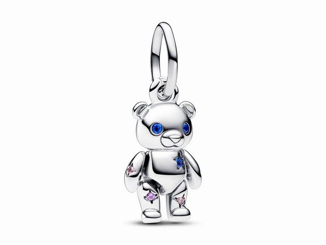 Pandora 792986C01 - Beweglicher Baby-Teddybär Charm-Anhänger - Sterling Silber - Steinmix Multicolor