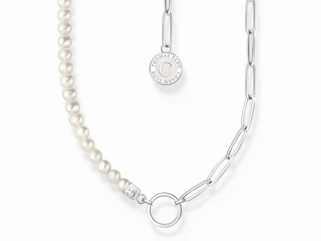 Thomas Sabo KE2189-158-14-L45v Kette - Carrier - Glieder Perlen - Beads - Silber & Emaille & Zuchtperle - Weiß - 40 bis 45 cm
