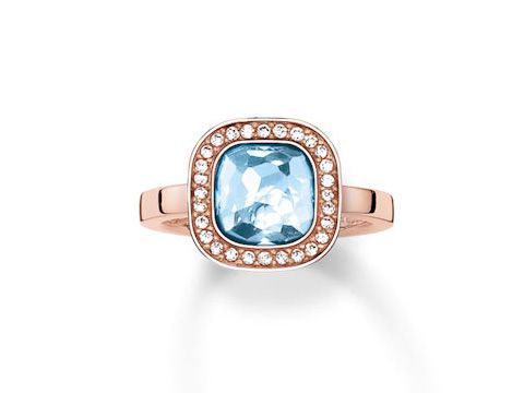 Thomas Sabo TR2029-635-1-54 Ring - Sterling Silber - verg. Roségold - synth. Spinell - Zirkonia - blau - Gr. 54