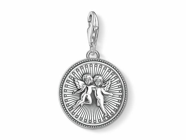 Thomas Sabo 1734-637-21 - Charm-Anhänger Coin Engel - Sterling Silber - geschwärzt - Schutzengel