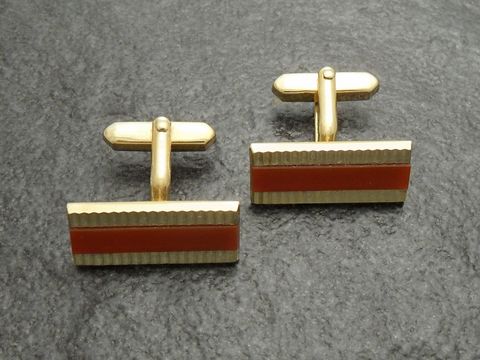 Manschettenknöpfe schliff - vergoldet - Karneol - cufflinks