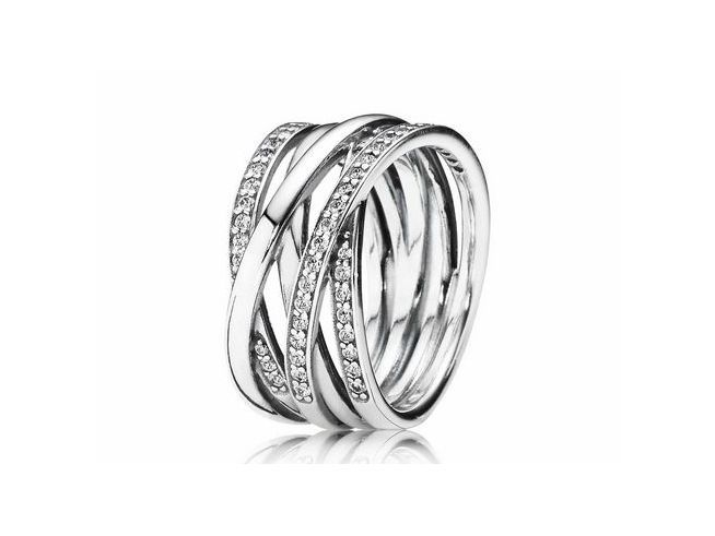 Pandora 190919CZ-64 - Sparkling & Polished Lines Ring - Sterling Silber - Zirkonia - Gr. 64