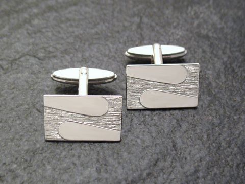 Manschettenknöpfe echt Silber rhodiniert - Design  - cufflinks