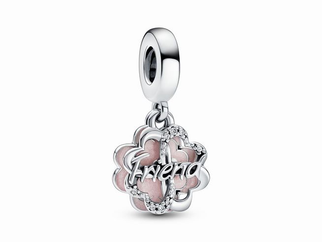 Pandora - Vierblättriges Kleeblatt Freundschaft Doppelter Charm-Anhänger - 792245C01 - Sterling Silber