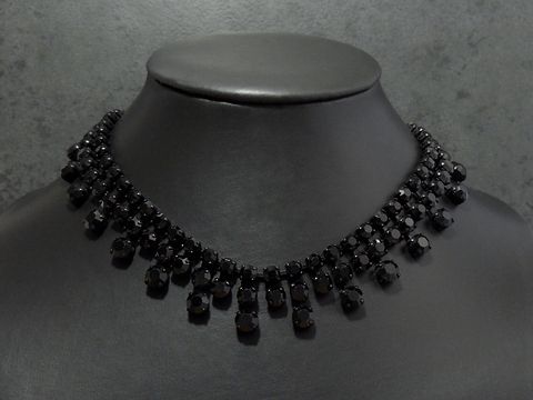 Strass Kette - pompös - SCHWARZ - 41-44 cm - schwarz