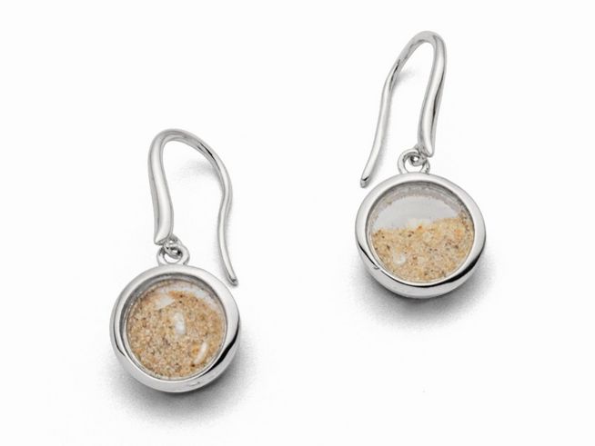 DUR Schmuck O4835 - Sterling Silber Ohrringe Ohrhänger Sandsturm - Strandsand + Muschel -