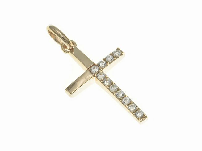 Anhänger Sterling Silber - Kreuz - poliert - vergoldet - Rosegold Zirkonia