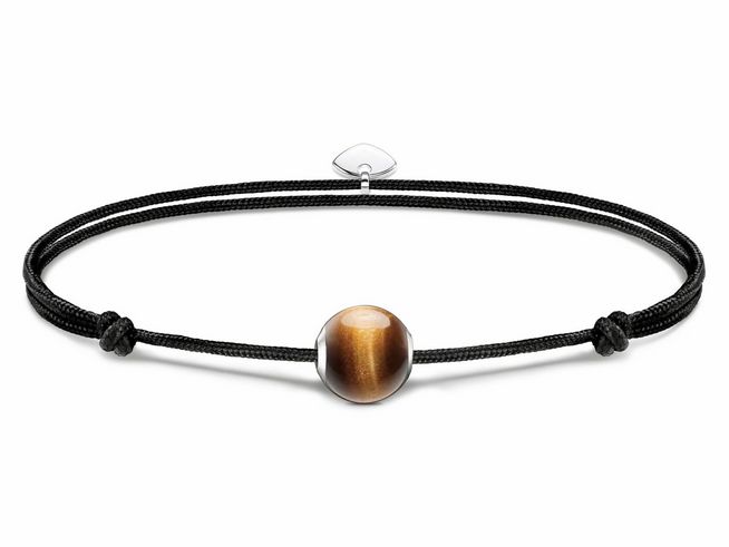 Thomas Sabo A2106-045-2-L22V Armband - Textil mit Karma Bead - Silber & Tigerauge - braun - bis 22 cm