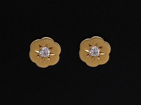 Ohrringe Blume - Gold 585 - Brillant 0,10 ct. W/P1