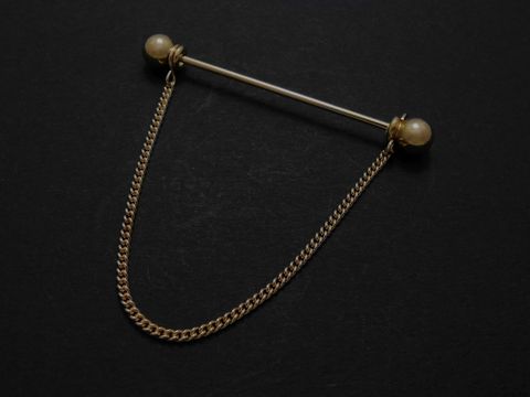 Kragenstäbchen mit Kette - Rund - vergoldet - 50,2 x 1,2 mm