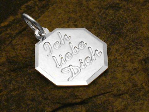 Gravurplatte Ich liebe Dich - Anhänger Sterling Silber