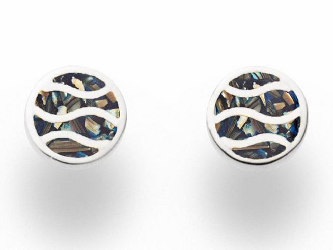 DUR Strandwellen O5442 - Sterling Silber Ohrring - rhodiniert - Mosaik + Seeopal