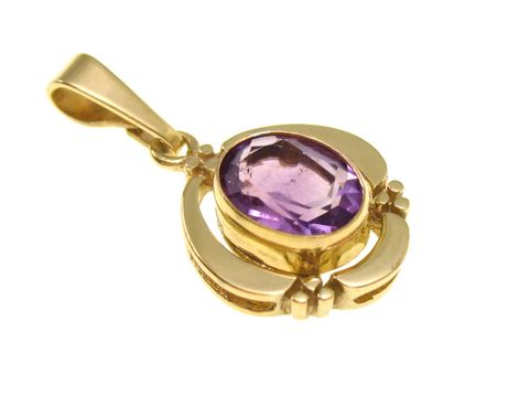 Amethyst - Gold Anhänger - LILA - 16 mm