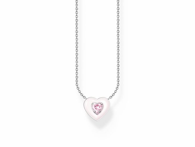 Thomas Sabo KE2184-041-9-L45v Kette - Silber + Emaille + Zirkonia - pink - Herz - 40 - 45 cm