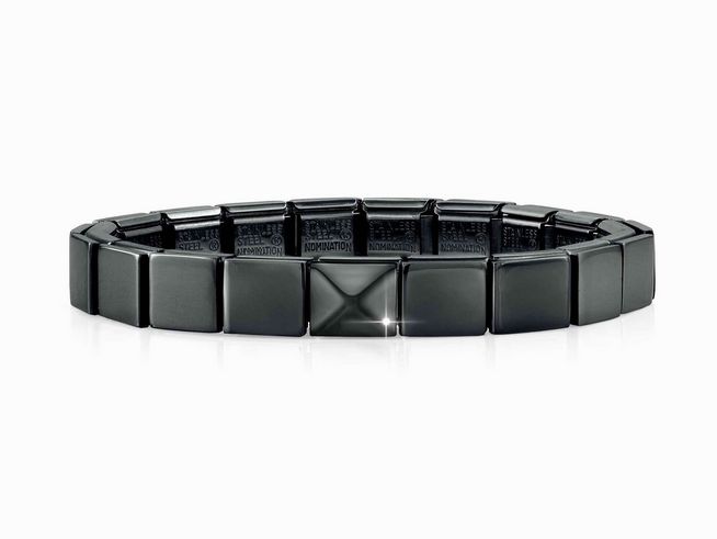 Nomination Classic GLAM Armband Edelstahl Schwarz - 239102 01 - Large pyramid