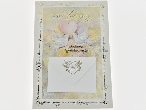 Hochzeitskarte - Karte mit Umschlag und Täubchen