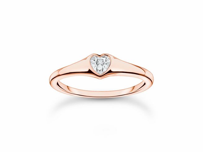 Thomas Sabo Ring TR2390-416-14-52 Herz Sterling Silber - vergoldet Roségold - Zirkonia - Gr. 52