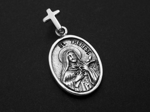 Silber Anhänger - Oval - St. Therese und St. Christopher