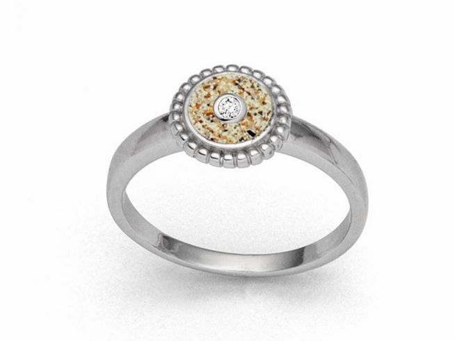 DUR Strandzauber 2.0 R5980.54 - Sterling Silber Ring - rhodiniert - Strandsand + Zirkonia - Gr. 54