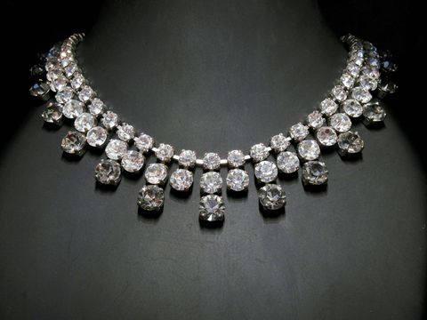 Strass Kette - pompös - weiß-grau - Strassschmuck - 41-44 cm