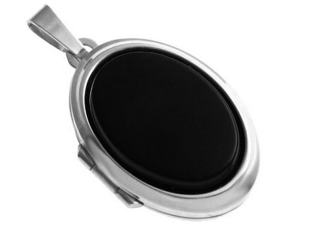 Onyx Cabochon - rhod. Sterling Silber Medaillon - black