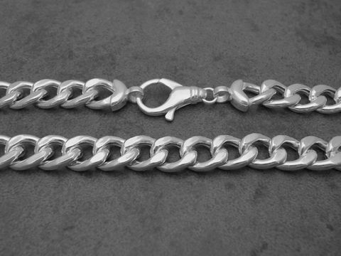 Panzerkette Kette - 60 cm - Sterling Silber - 12,3 mm - rhodiniert - 74,7 g