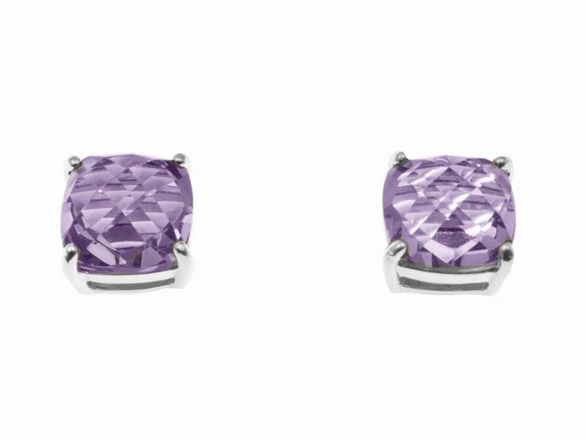 Ohrringe Kissenschliff Violett - Sterling Silber - rhodiniert