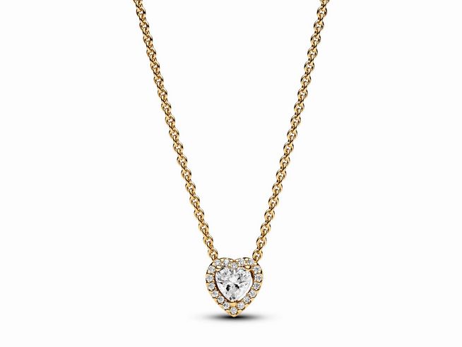 Pandora 368425C01-45 - Funkelndes Herz Collier-Halskette - Gelbgold verg. - Zirkonia klar - 45 cm