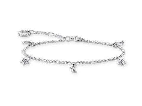 Thomas Sabo Charming Collection - A1994-051-14-L19v - Mond und Sterne - Armband - 16-17,5-19 cm - Silber - Zirkonia - Klar