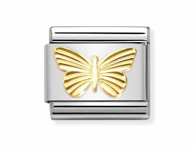 Nomination 030149 45 Classic SYMBOLE Edelstahl & Gold 750 - Schmetterling + diamantiert