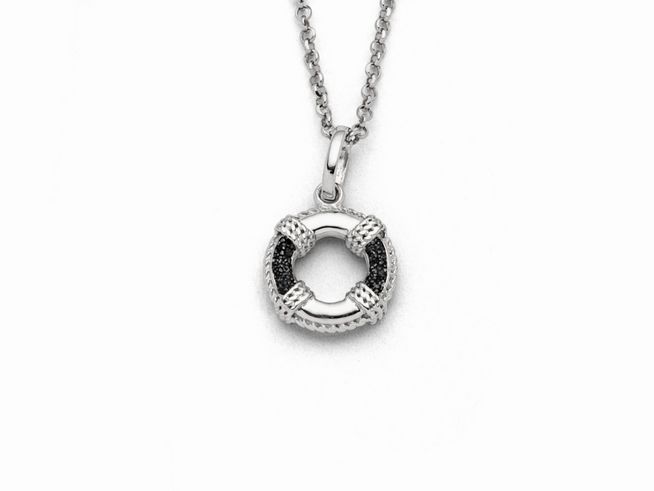 DUR Schmuck K2692 - Sterling Silber Kette Rettungsring Lavasand - Lavasand - 42 cm