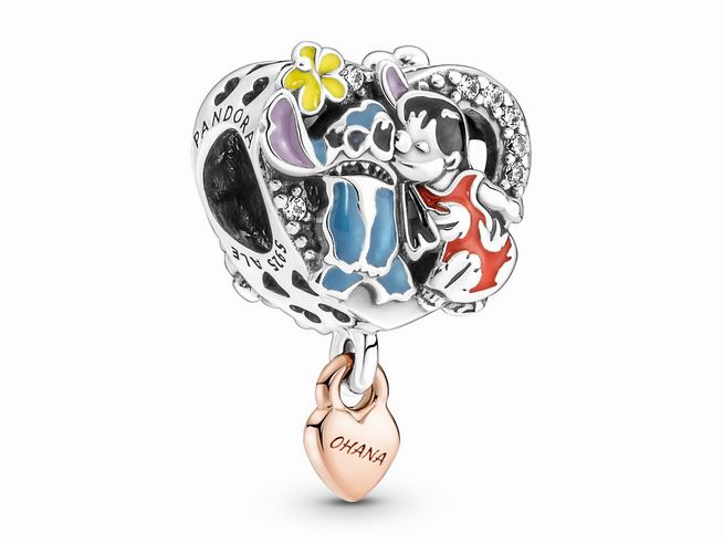 Pandora Disney 781682C01 - Disney Ohana Lilo & Stitch Inspiriertes Charm - Silber & Emaille & Roségold Verg. Zirkonia Multicolor