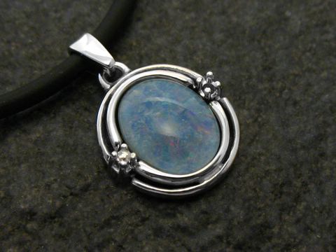 Brilliant - Weißgold Anhänger - Opal Triplette - 15 mm