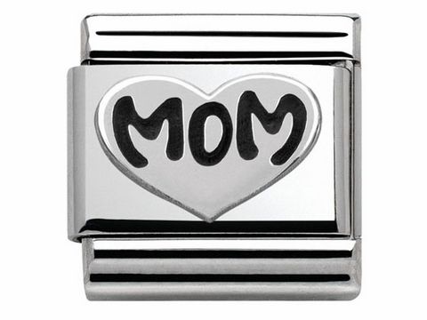 Nomination 330101 10 Classic OXIDIERTE SYMBOLE Edelstahl + 925er Silber - Herz MOM