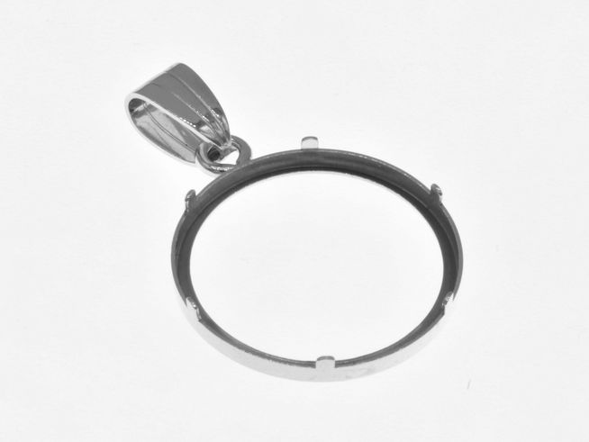 Münzfassung Anhänger aus 925 Sterling Silber, rhodiniert, für Münzen mit maximal 21 mm Durchmesser, schlichtes Design, Hersteller Juwelier Harnisch, geeignet für Münzen bis 2,5 cm.