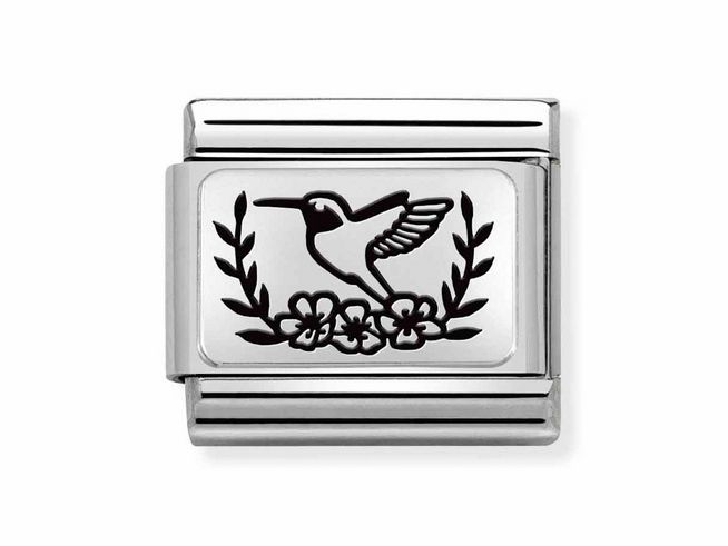 Nomination Classic Silber 330111 19 - Edelstahl - Sterling Silber charm - Kolibri mit Blumen