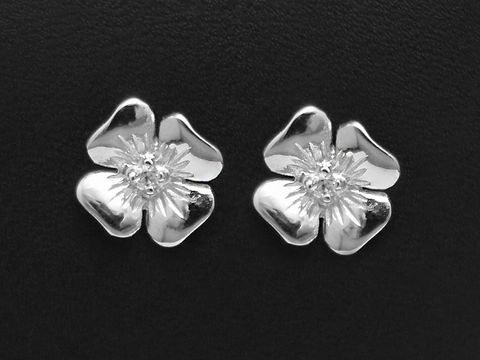 Silber Ohrstecker Ohrring 10,5mm Blume mit Bergkristall