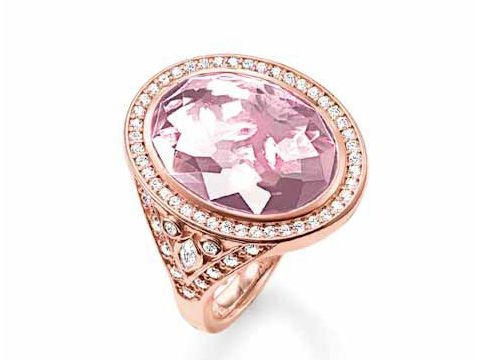 Thomas Sabo TR2022-633-9-52 Ring - Sterling Silber - verg. Roségold - synth. Korund - Zirkonia - pink - Gr. 52