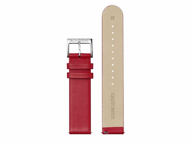 Mondaine Uhren Lederarmband FEM.3120.30Q.2.K - echtes Leder Rot - 20 mm