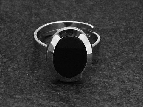 Silberring rho. OVAL Gr. verstellbar - Onyx schwarz