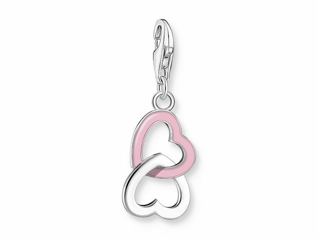 Thomas Sabo 2013-007-9 Charm-Anhänger - Verschlungene - Herzen - Silber & Emaille - Rosa-Pink