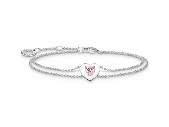 Thomas Sabo A2091-041-9-L19v Armband - Silber + Emaille + Zirkonia - pink - Herz - 16 - 19 cm