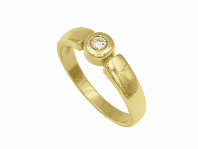 Gelbgold Ring - Hingucker - Gelbgold 585 - Brillant 0,10 ct w-p1 - Gr. 57