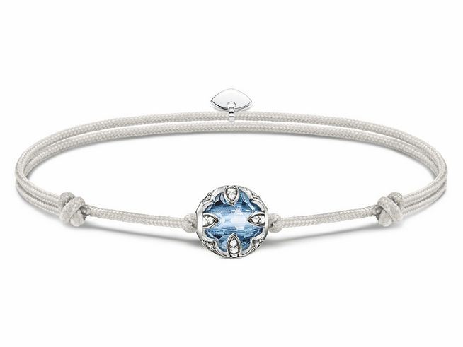 Thomas Sabo A2127-059-1-L22V Armband - Textil mit Karma Bead - Silber & synth. Spinell & Zirkonia - Blau- bis 22 cm