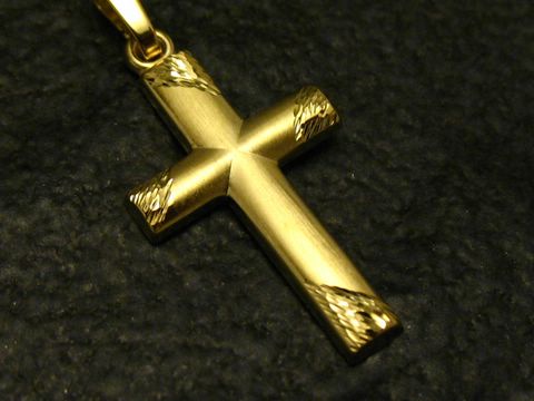 Diamantiertes mattiertes Goldkreuz - Gold 333