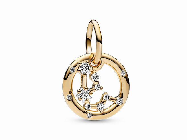 Pandora 762717C01 - Sternzeichen Wassermann Charm-Anhänger - Gelbgold Vergoldung - Zirkonia