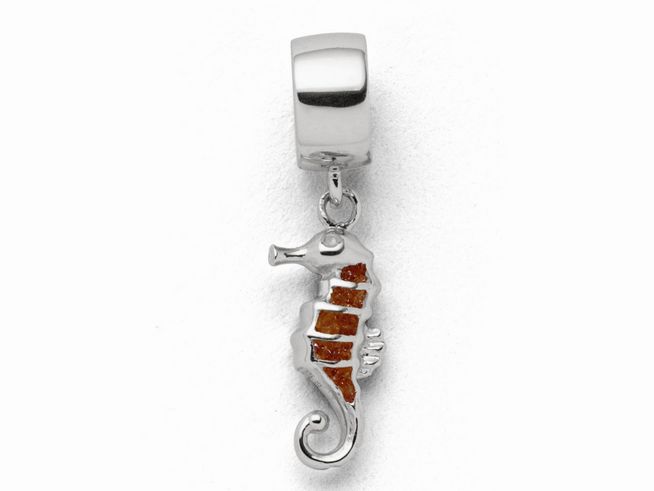 DUR Schmuck F280 - Sterling Silber Charm Seepferd Bernsteinsand - Bernstein -