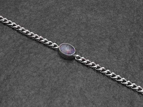 Silber Armband! 19cm x 7mm - Opal Triplette -Angebot-