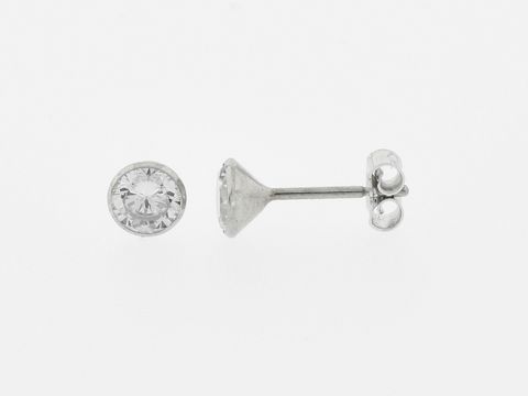 Weißgold Ohrringe - Kelch - 5,2 mm - Zirkonia - Stecker