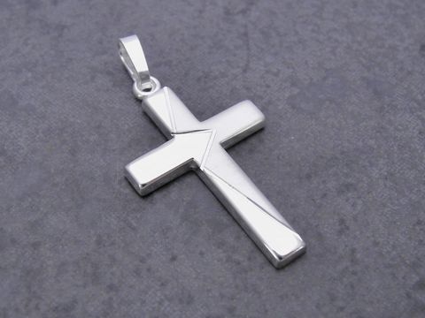 Silber Anhänger - Kreuz - modernes Design - teilmattiert